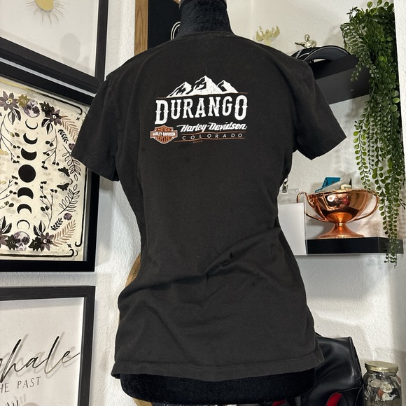 Woman’s Harley Davidson black Durango Colorado V-neck t-shirt - Picture 2 of 5